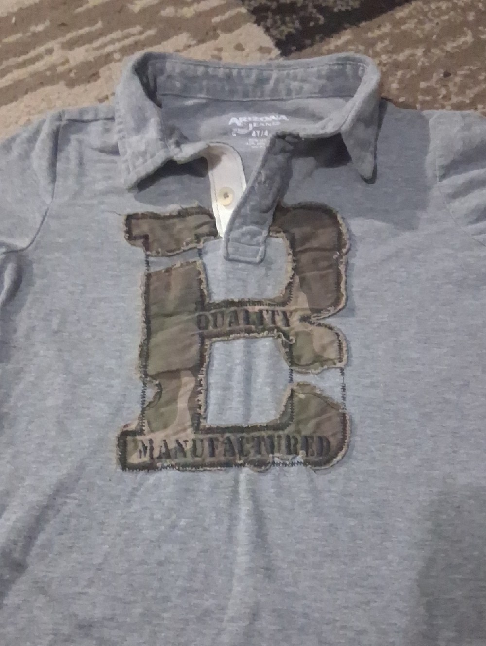 Arizona Jean Company Grey Polo with Camo 'B' Applique